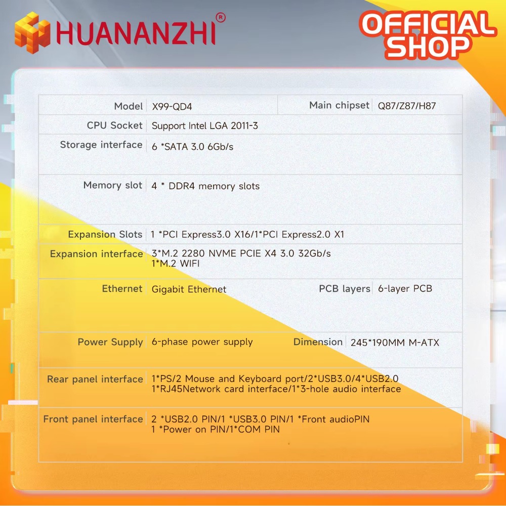 HUANANZHI X99 QD4 LGA 2011-3 X - E5 2696 V3 评论和价格