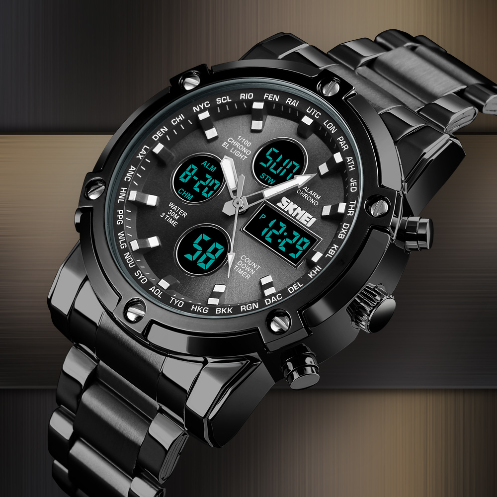 Skmei 1389  Men Three Time Qua - Gold 6138 评论和价格